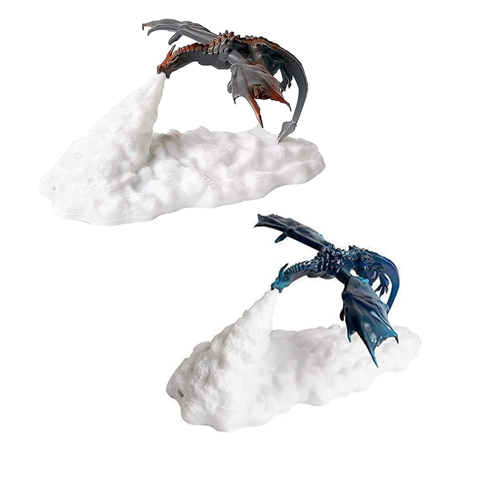 Hgomx Fire Dragon Lamp Light, 3D Printed Night Light Led Moon Light Gift Bedroom Room With Usb Rechargeable (2Pcs,Ice Dragon+Ora
