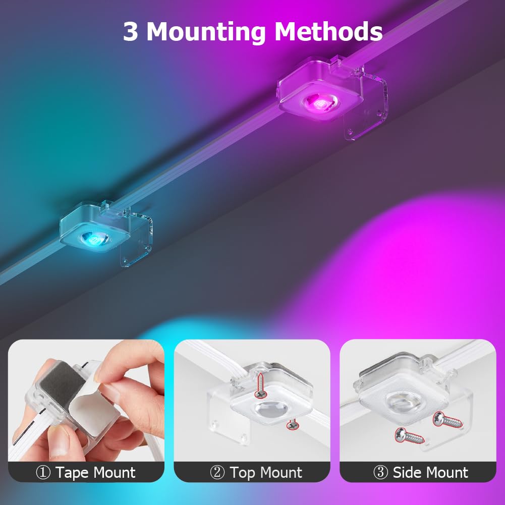 50Ft Permanent Outdoor Light  Smart Rgb Plus Ic Outside Lights For House  App/Remote Control String Light  Compatible With Alexa  Ip67 Waterproof Led Strip For Daily Party Christmas All Holiday Decor