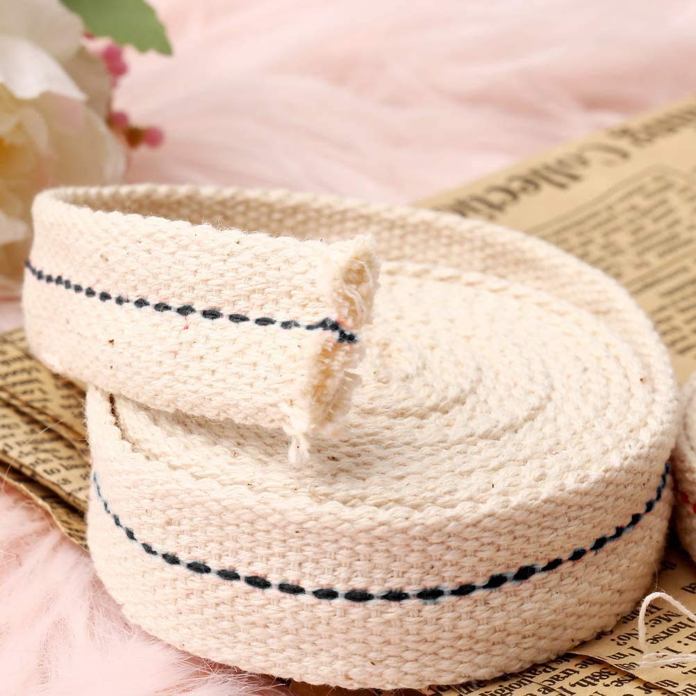 Pengxiaomei Cotton Oil Lamp Wick - 19.5 Foot, 3 Rolls, Beige & Black Replacement Wick for Oil Lanterns and Burners