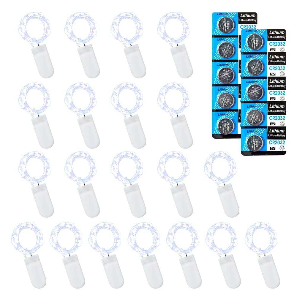 Etinga 20 Pack Fairy Lights Battery Operated String Lights, 10 Led On 3.3Ft Silvery Copper Wire,For Flowers Gift Box Wedding Party Christmas Decoration (20 Pack, Cool White)