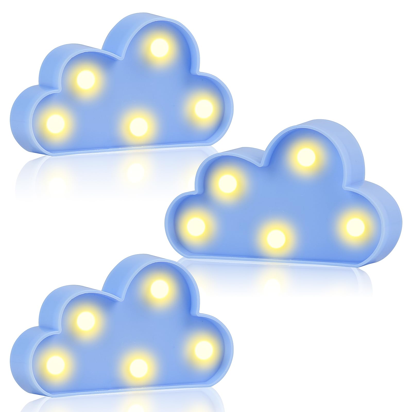 clothmile 3 PCS LED Night Light LED Blue Clound Night Light Can Be Hung on The Wall Kids Room Light  Suitable for Birthday Party Holiday Decoration Baby Room Nursery Decoration