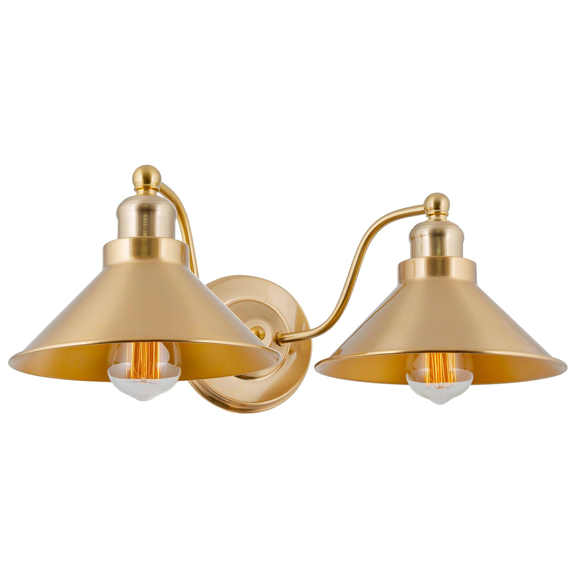 Kira Home 2-Light Bathroom Light, Modern Farmhouse Sconce, 19in, Cool Brass Finish, Metal, Model RV-W144822-CB
