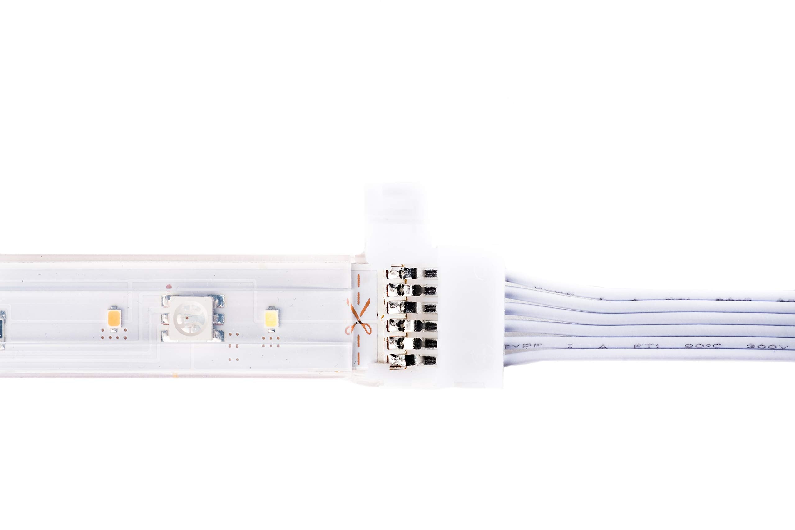 Litcessory 6-Pin Extension Connector for Philips Hue/WiZ Lightstrip, 2in - 4 Pack, White, Model LIT-6pToCut 50mm-W04