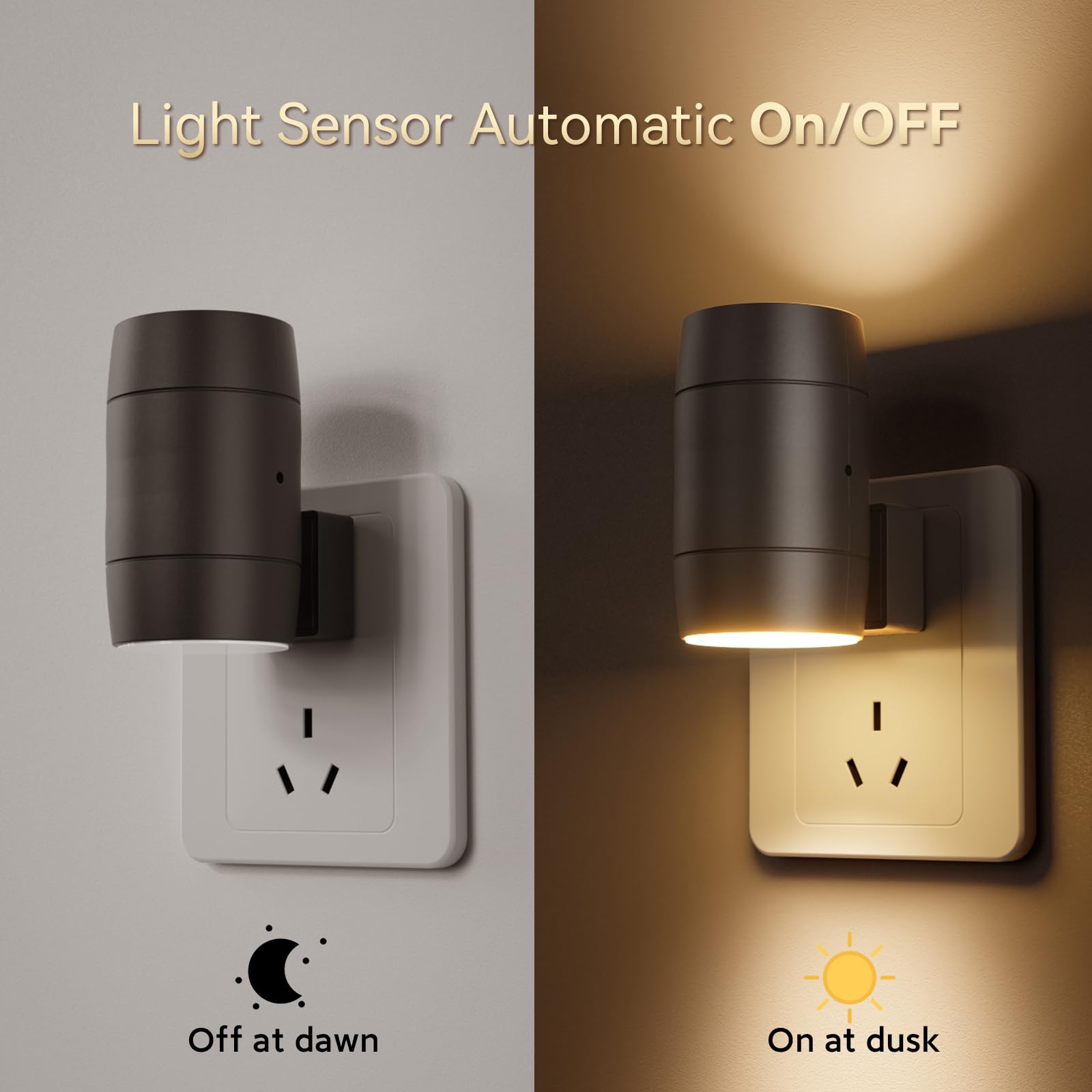 Yuewilai Led Night Lights Plug Into Wall, 2 Pack Dusk-To-Dawn Sensor Plug In 0-100Lm Adjustable Brightness Night Light Soft Whit