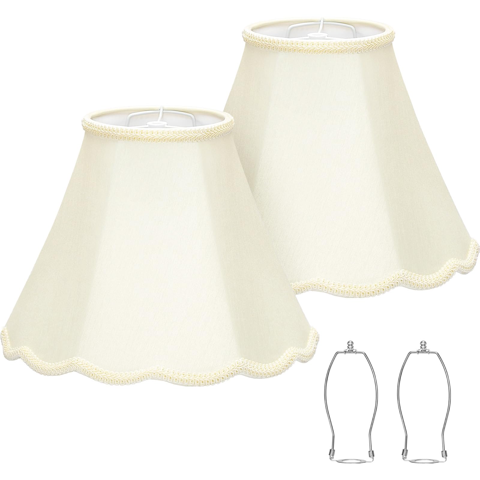 Medium Lamp Shades Set of 2, Cream Lamp Shade for Floor Lamps Table Lamps, 6.1''Top x 13''Bottom x 9.6''High, Scalloped Lamp Sha