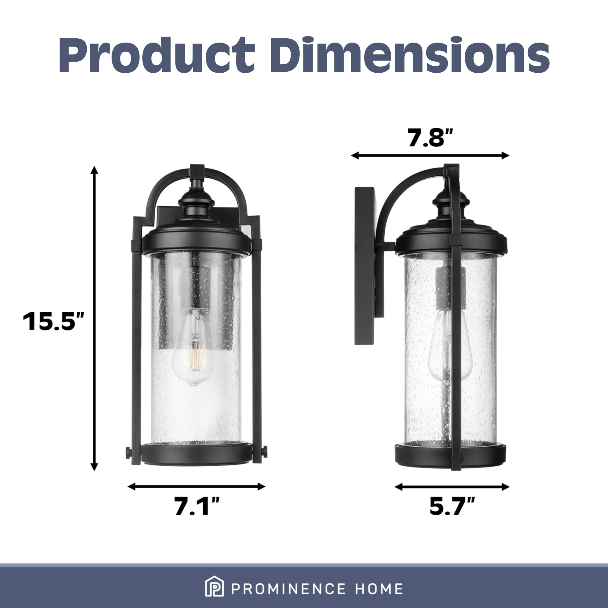 Prominence Home Matte Black Farmhouse Outdoor Sconce Lantern - Wet Rated Coach Light 51548-01