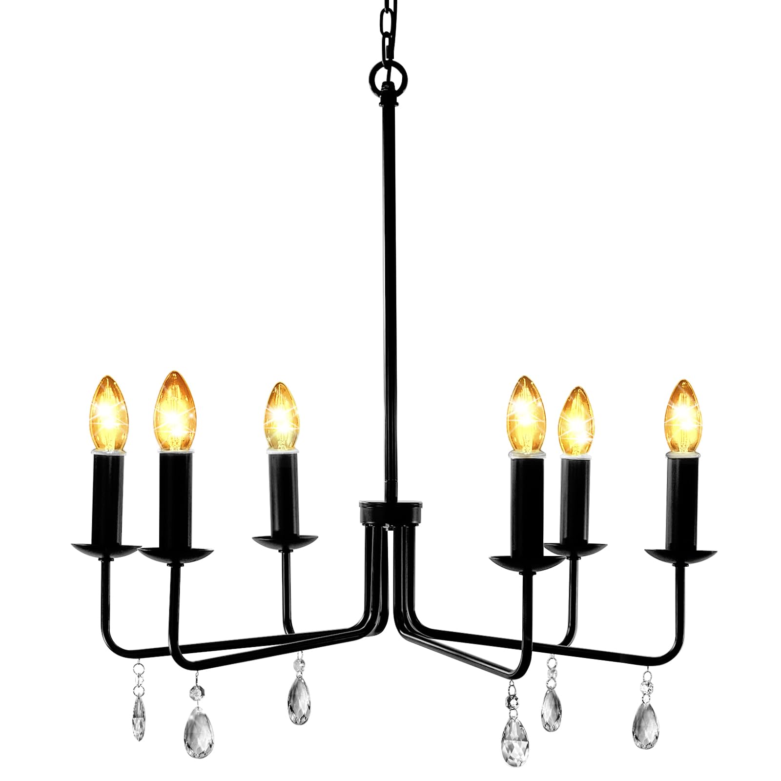 Brink House Farmhouse Outdoor 6 Light Plug-In Chandelier H23   Xw25   , Straight Black Arms, And Low Voltage Ip65 Water Resistan