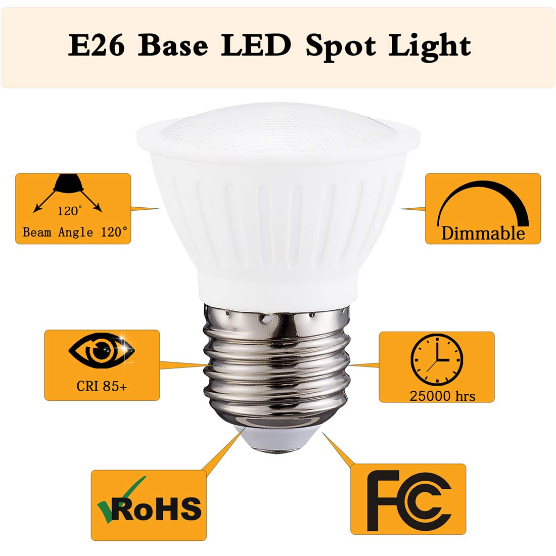 Small Frog Led Par16 Dimmable Flood Light Bulb,7W=65W, E26 Medium Base 700Lm 3000K Soft White 120° Beam Angle, Pack Of 6