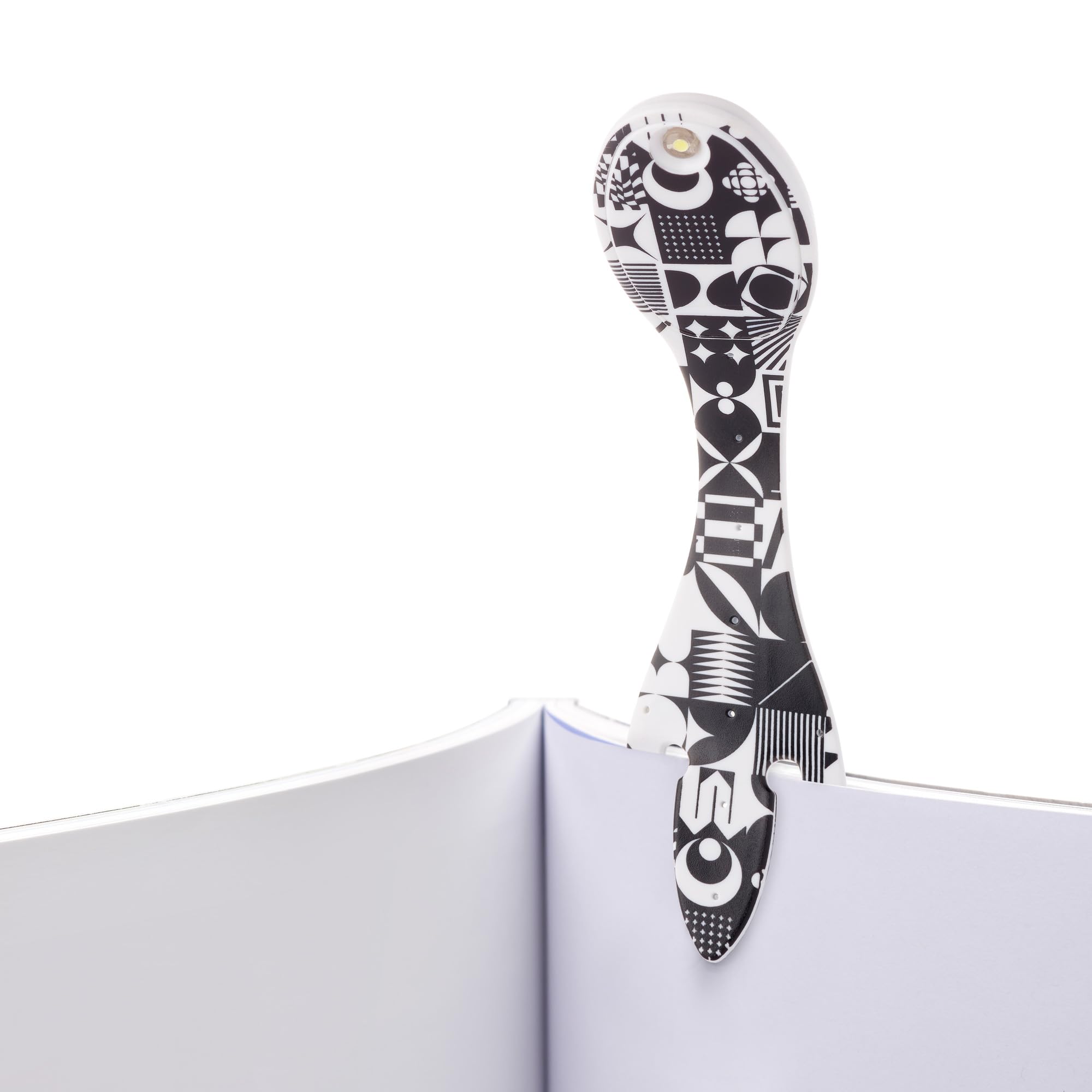 Gifts for Readers & Writers LED Reading Light | Clip-On Bookmark & Book Lamp | Battery Operated | Black & White