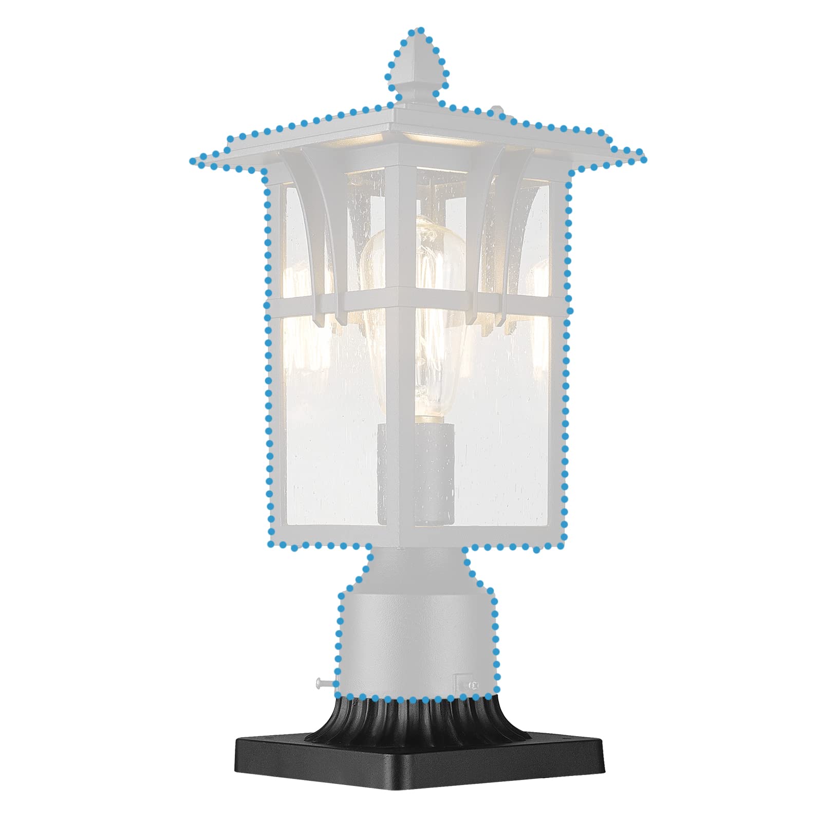 Darkaway Outdoor Post Light Base Mount, Post Light Adapter 3'' Pier Mount Base With Matte Black Finish For Deck Porch Patio, 5.5