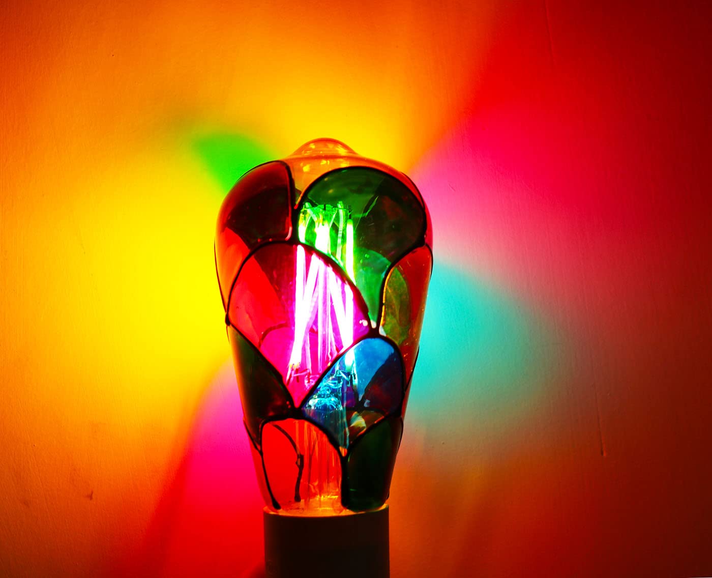 Greeogin Dimmable Stained Glass Led Light Bulb 6W Ac120V, 60W Halogen Bulb Equivalent, E26 St64 Color Led Light Bulbs For Home P