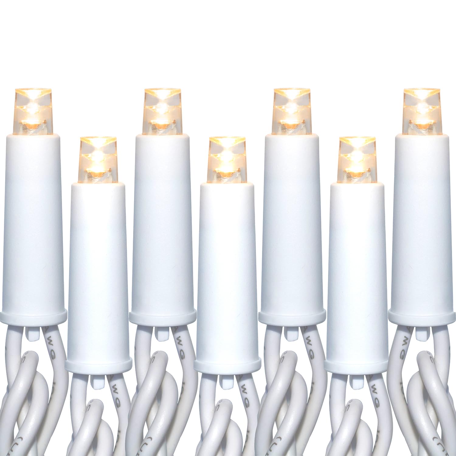 FamiRound LED Christmas Lights 100 Count, 50 ft Christmas Lights Outdoor & Indoor, Commercial Grade, Heavy Duty White Wire, Warm White Light, 6 inches Spacing