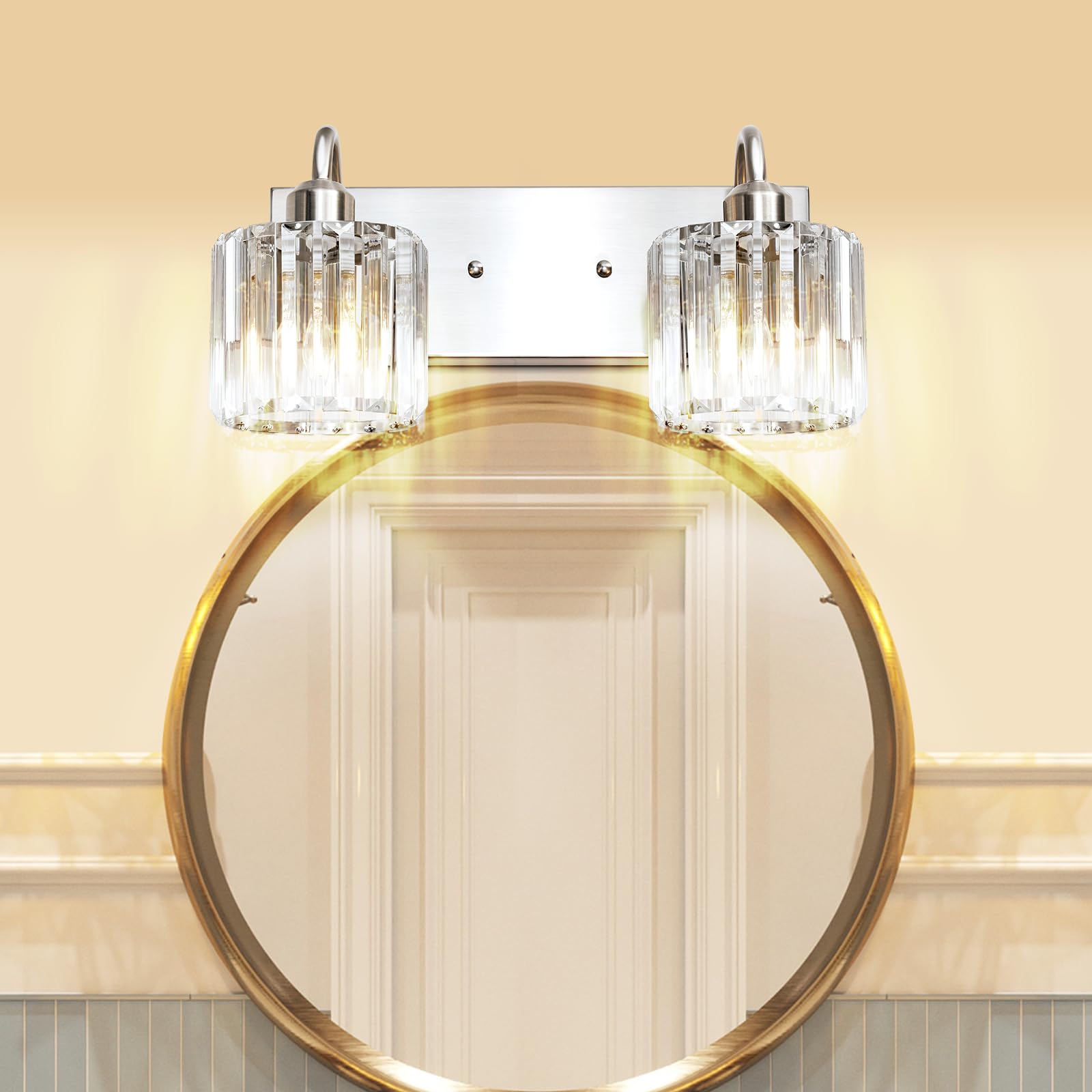 Valytime Bathroom Vanity Light, 2-Light, Brushed Nickel, Dimmable, E26 Socket, 13.78x7.09x8.28 inches, Model 790832