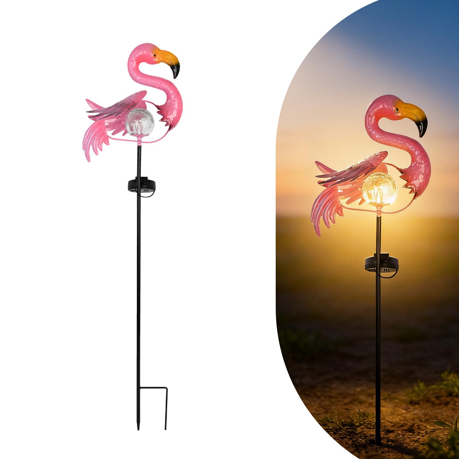 Pink Flamingo Lawn Light Garden Decor Solar Lights, for Yard Outdoor Decorations Ground Inserted Outdoor Waterproof Garden Lamp 