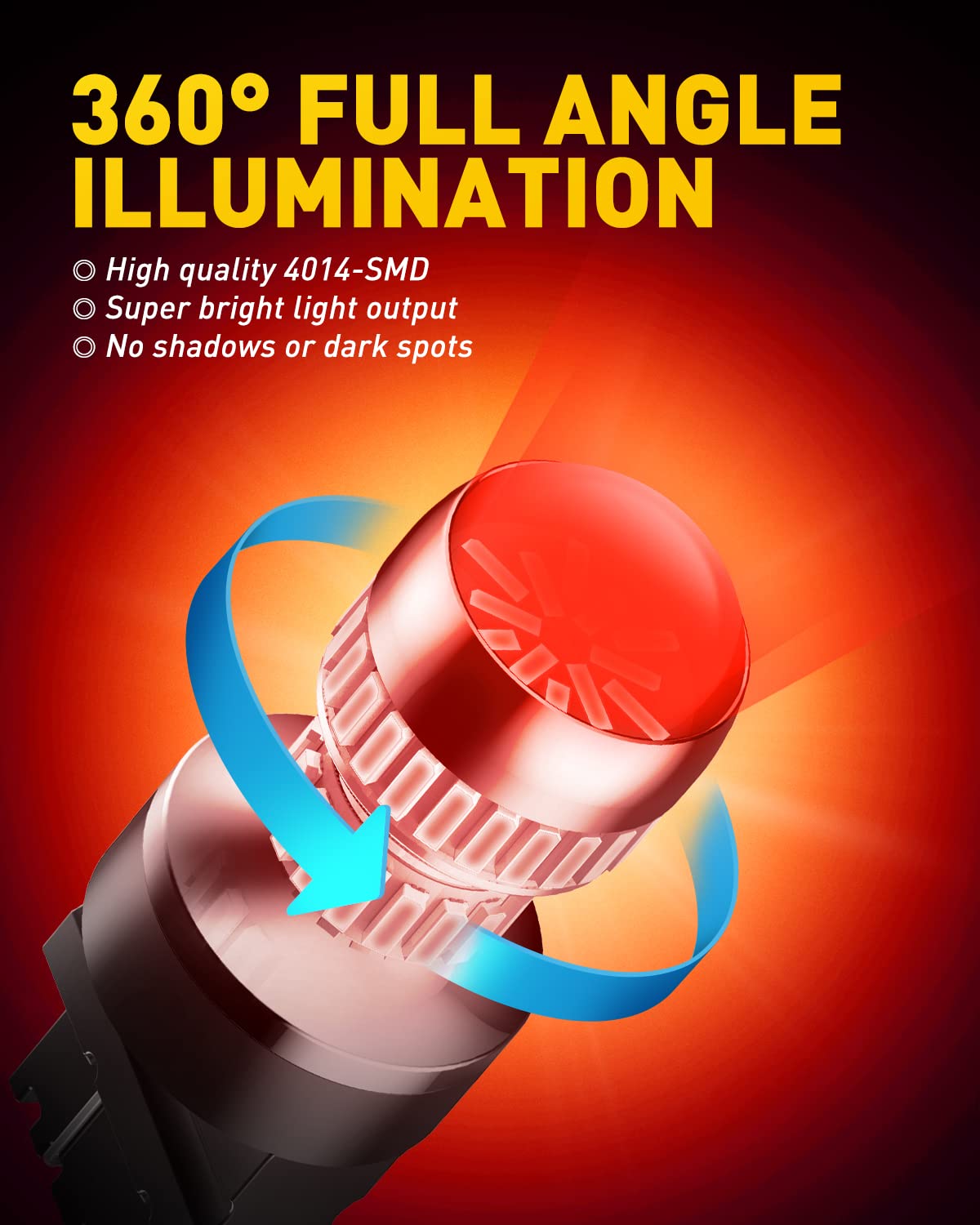 AUXITO LED Bulb for Tail Lights, 3156/3157, 400% Brighter, Brilliant Red, Model T25-54SMD-Red