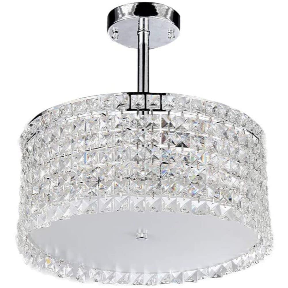 Whse of Tiffany Chandelier X9118, Chrome Metal, 8inL x 16inW x 18inH, Crystal Accents