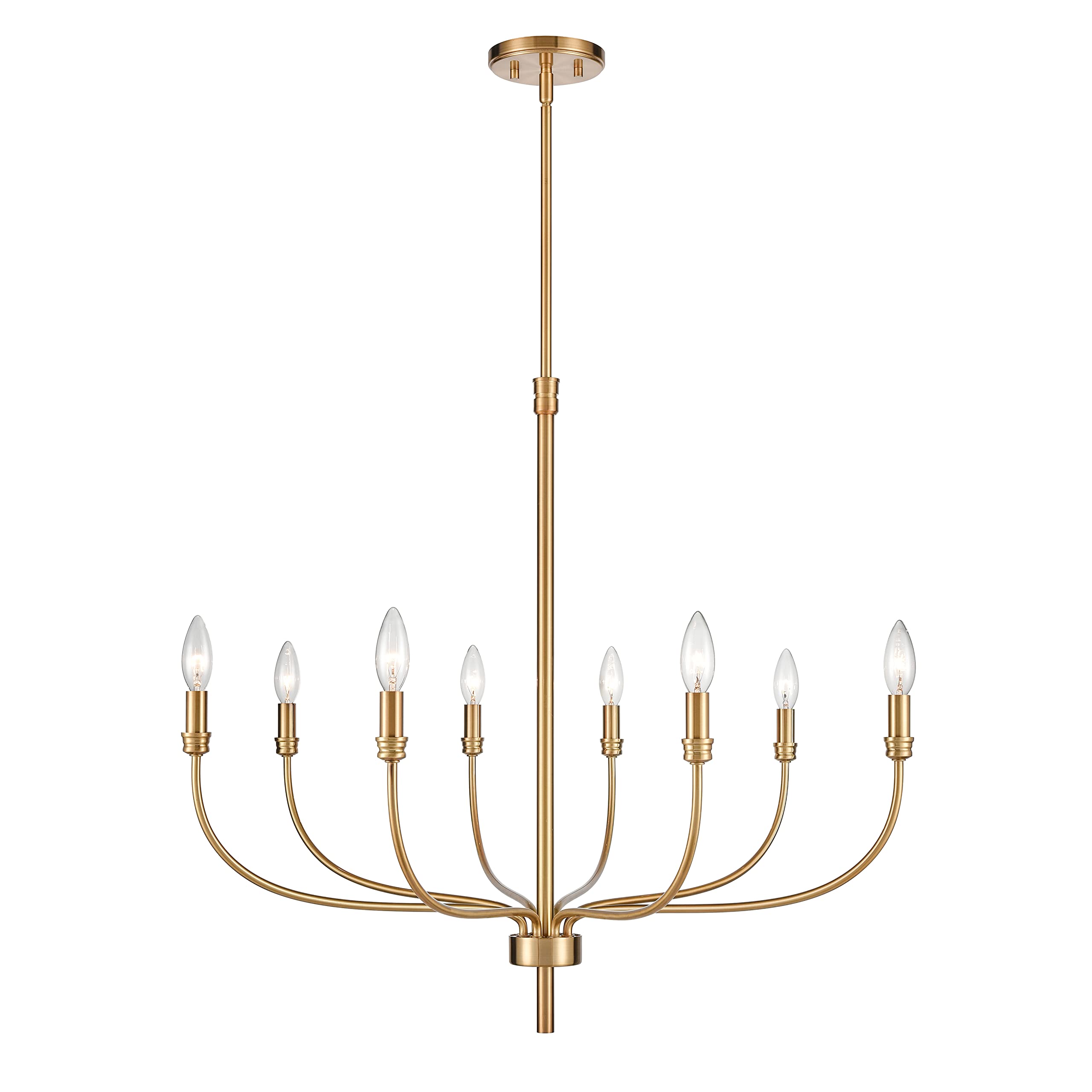 Elk Home 8-Light Satin Brass Chandelier, 34-Inch Wide, Transitional Metal Design