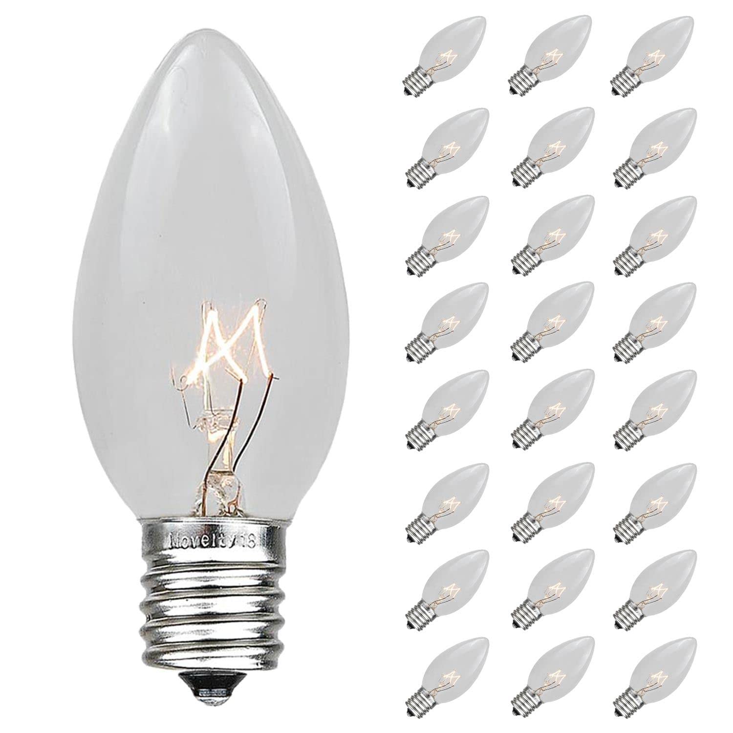 Novelty Lights 500 Case C9 Outdoor Christmas Replacement Bulbs, Pink, E17/C9 Intermediate Base, 7 Watt