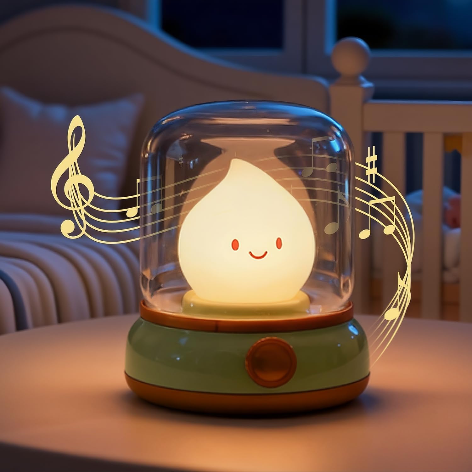 WANIDEA Chibi Flame Lamp, Sleep White Noise Machine Night Light, 5 White Noise with 4 Level Volume Adjustment, Rechargeable Lamp