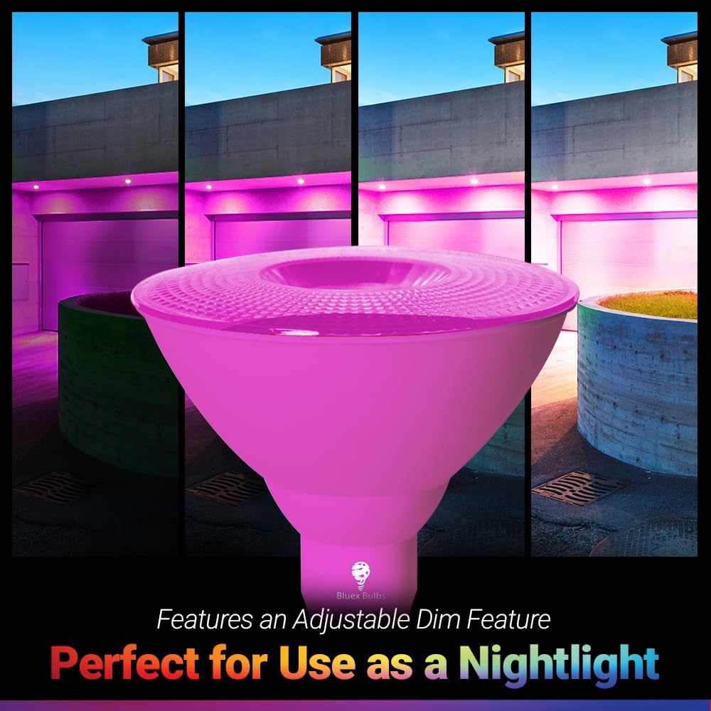Bluex Bulbs 2 Pack LED Par38 Flood Light Bulb - 18W Dimmable Pink E26 Base for Party & Home Lighting