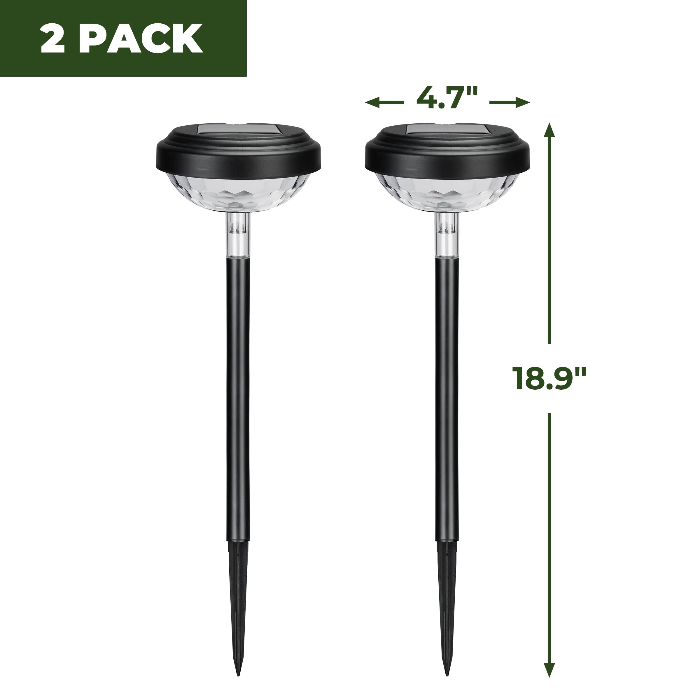 Kingsyard 2 Pack Solar Pathway Lights Outdoor Waterproof Ip67, Bright Color Changing & Warm White Led Solar Lights For Outside G
