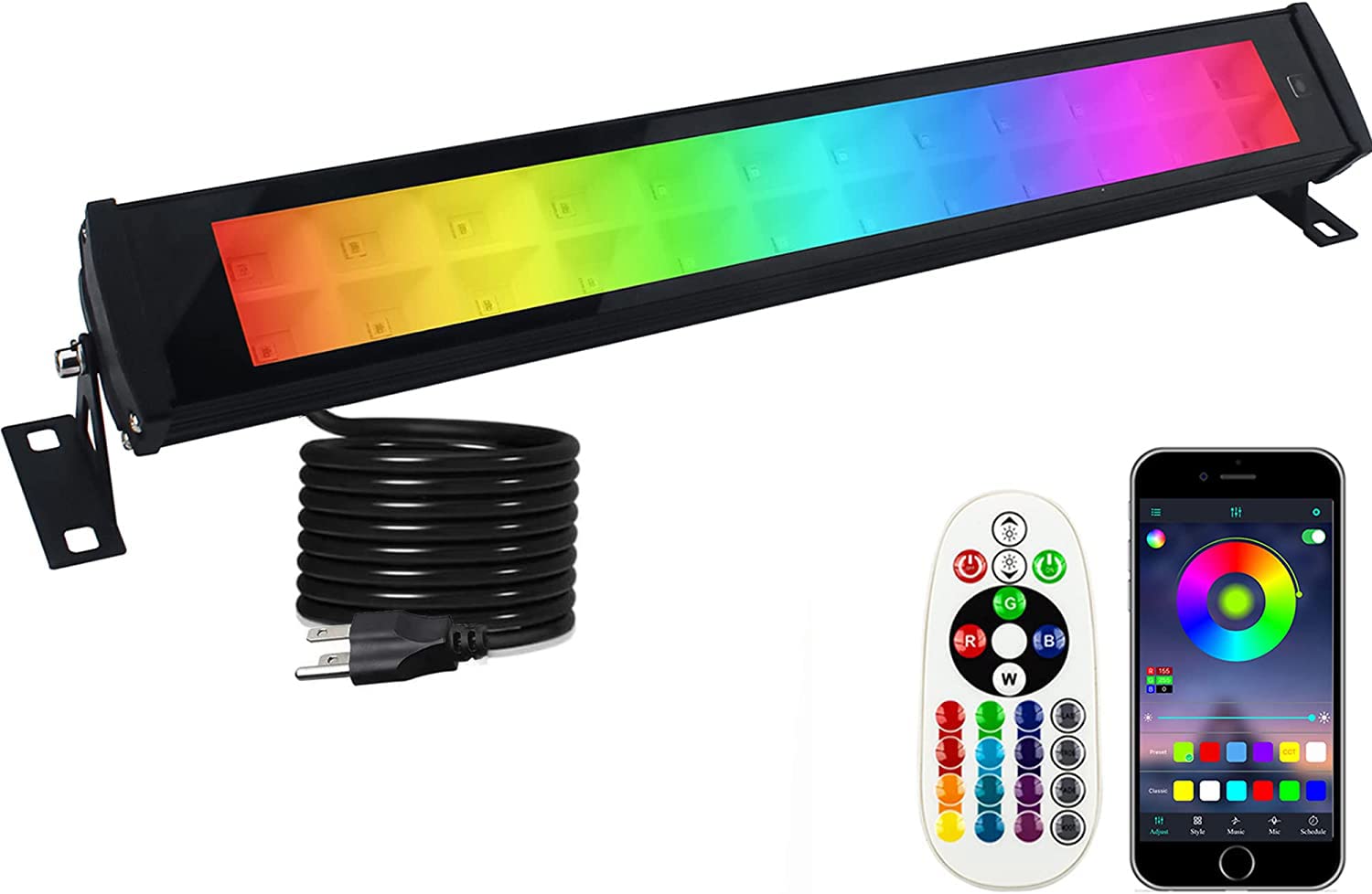 BOSITE 50W RGB Wall Washer Light, RGB Light Bar LED Smart Wall Lights with Remote Control Waterproof IP66 Dimmable LED Flood Lig