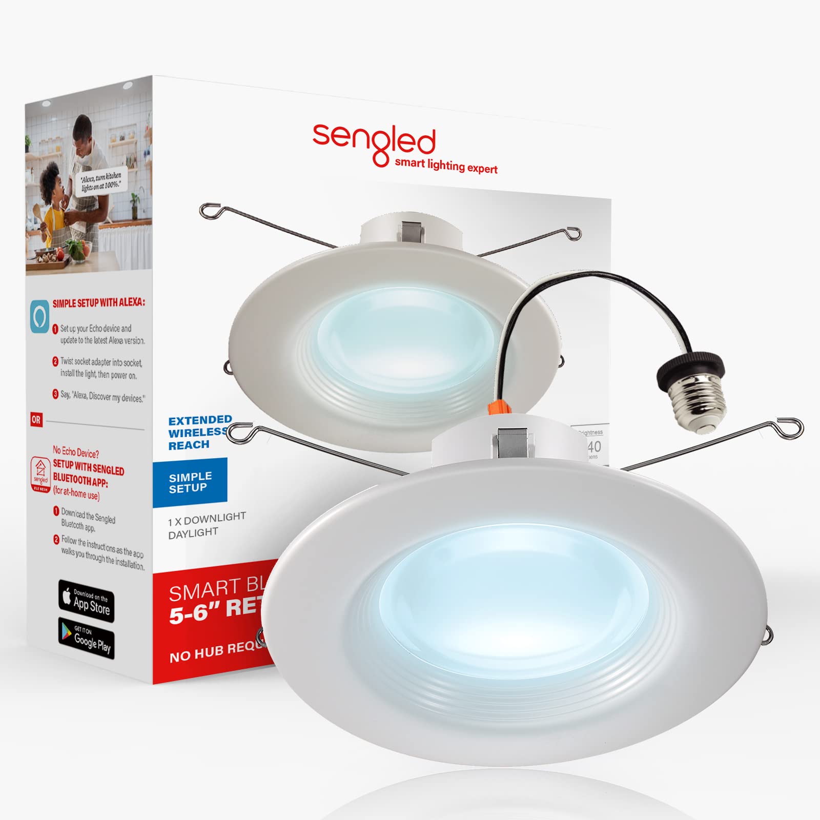 Sengled Smart Recessed Lighting, 5/6 inch, S1 Auto Pairing with Alexa Devices, Daylight 5000K, Led Lights, Smart Can Lights Retr
