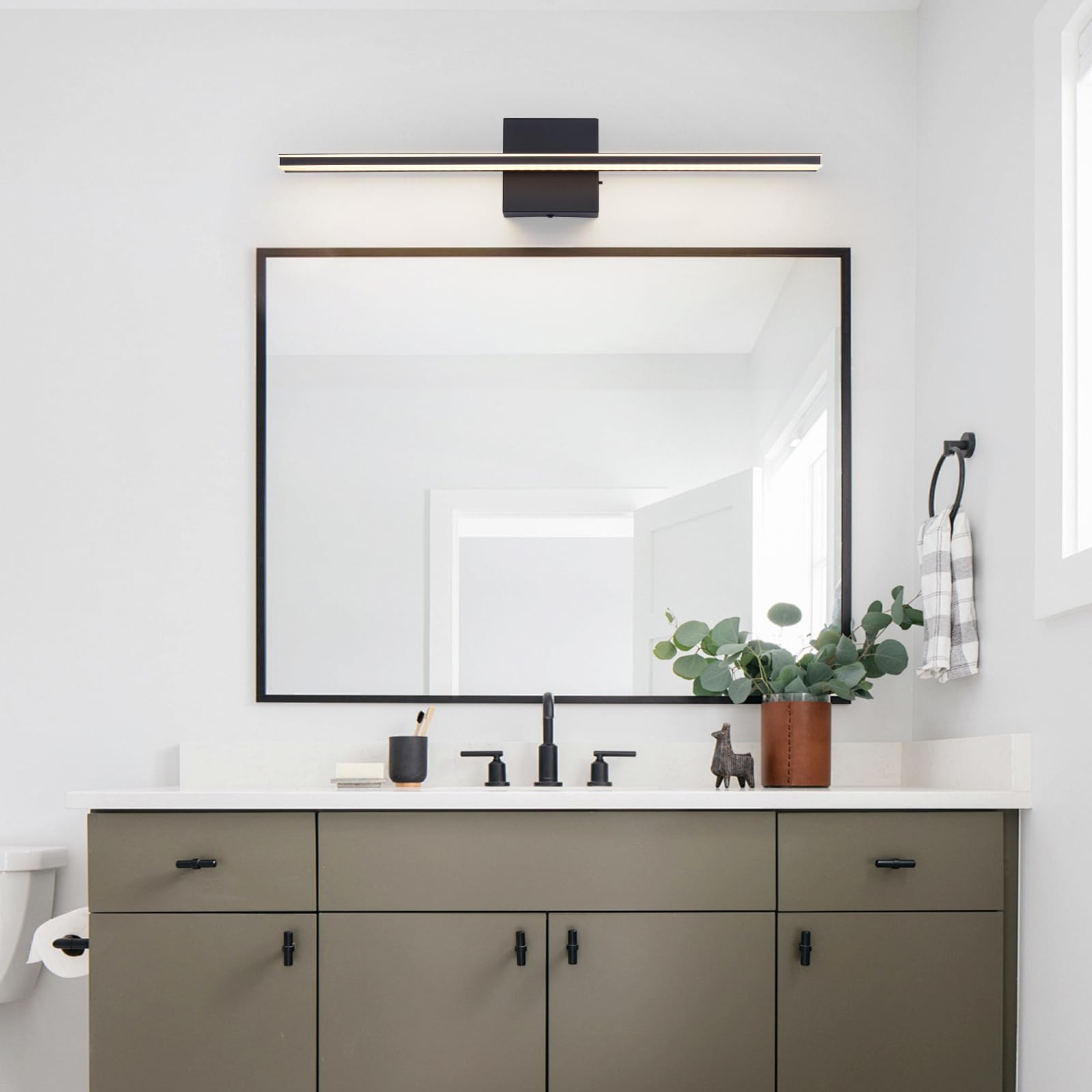 BRIVOLART Vanity Light Fixture for Bathroom, 24in Dimmable, 5CCT, Black, Model 6420, Acrylic Material
