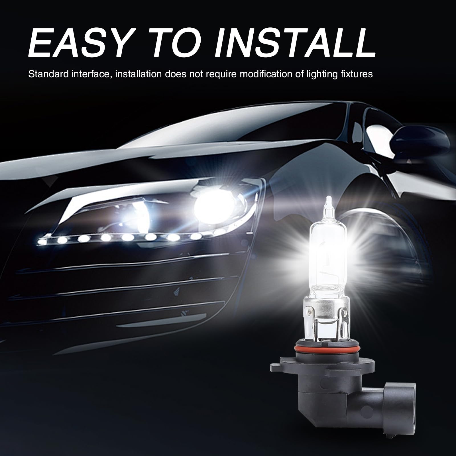 Awlbed 2 Pcs Car Halogen Fog Light Bulb  12V 55W Waterproof Glass Vehicle Spotlights Replacements  Universal Automotive High Beam Lighting Accessories For Truck Suv Car (White Light #9005)