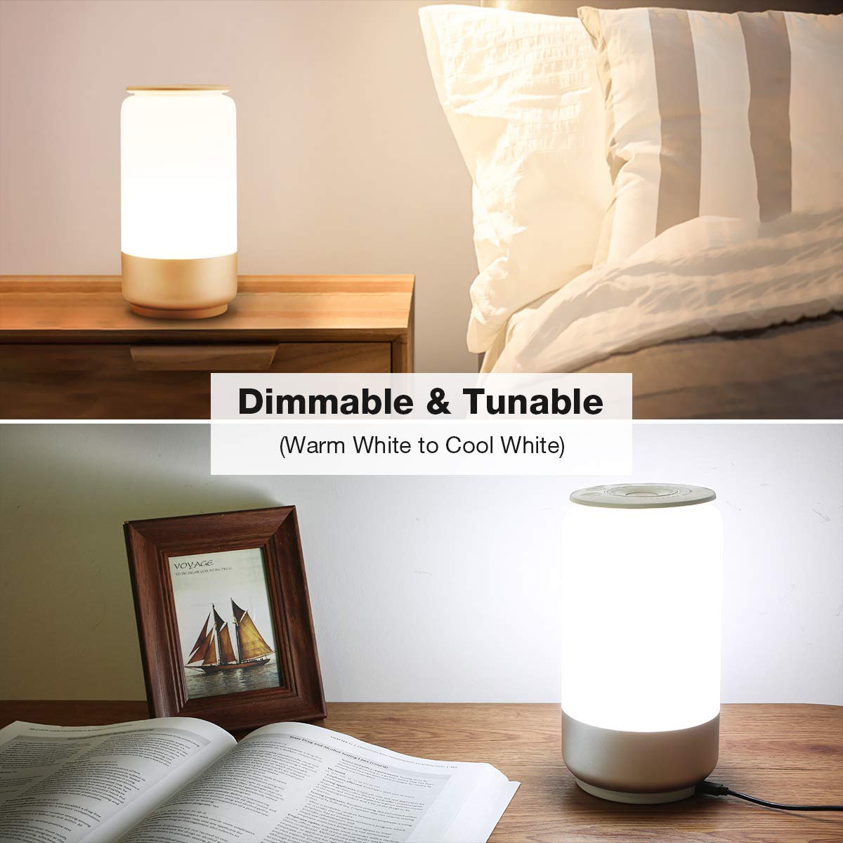 Lepro Smart Table Lamp for Bedroom Bedside Lamp Works with Alexa Google Home, Tunable White & RGB Color Changing Dimmable LED Ni