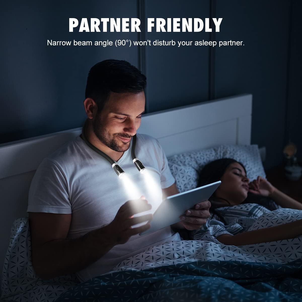 Ledgle Led Neck Reading Light - 3 Color Temperatures, 6 Brightness Levels, Flexible Neck, Black, Perfect For Reading, Knitting, And Repairing