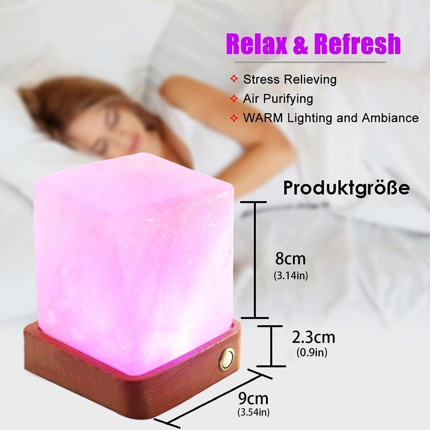 Taohua Garden Natural Himalayan Cordless Salt Lamp Rock Crystal Rechargeable(Built-In Battery) Remote Control 15Colours Decorati