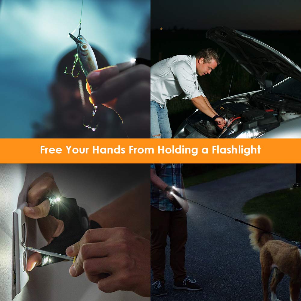 HANPURE LED Flashlight Gloves - 2 Pack, Rechargeable, Black, Acrylic, Model YU-GLV-S, Perfect Christmas/Birthday Gift for Him