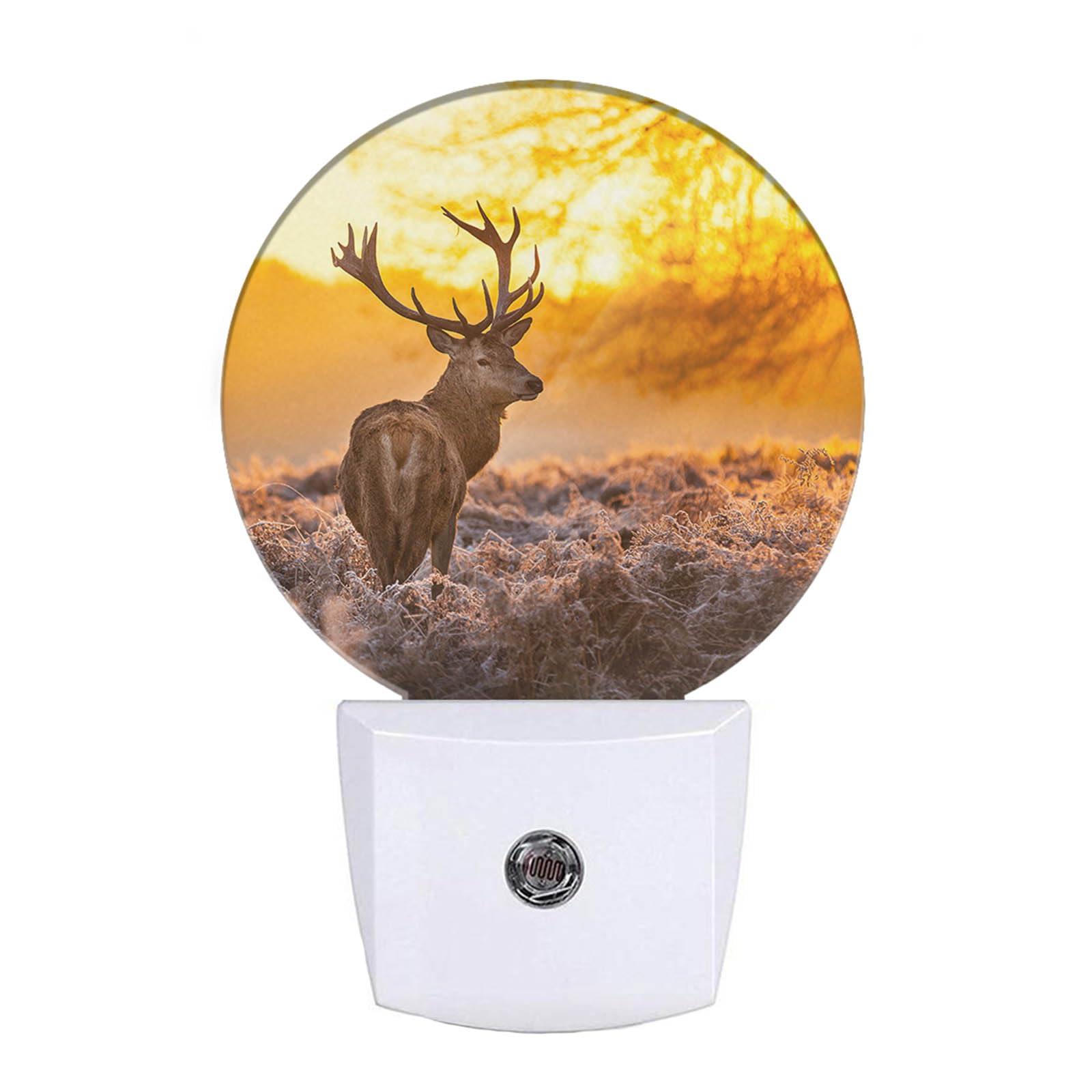 EKOBLA Reindeer Night Light Dusk Nature Scenery Elk Animal Deer Night Lights Plug into Wall Dusk to Dawn Auto on Off Home Decora