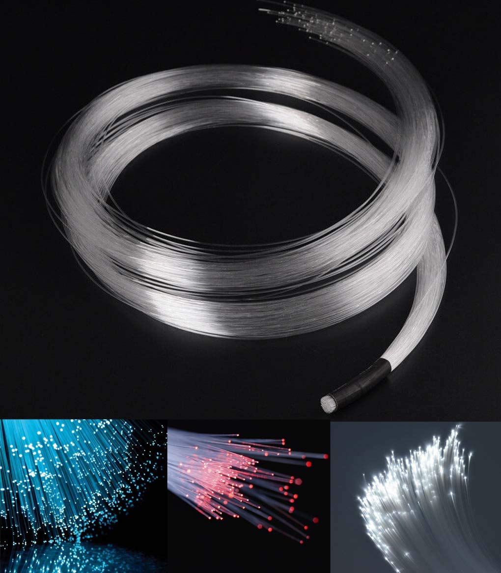 AZIMOM PMMA 50pcs 0.03in 6.5ft Plastic Fiber Optic Lights Cable Strands 0.75mm 2meter End Glow Fiber Strands Roll for Star Sky C