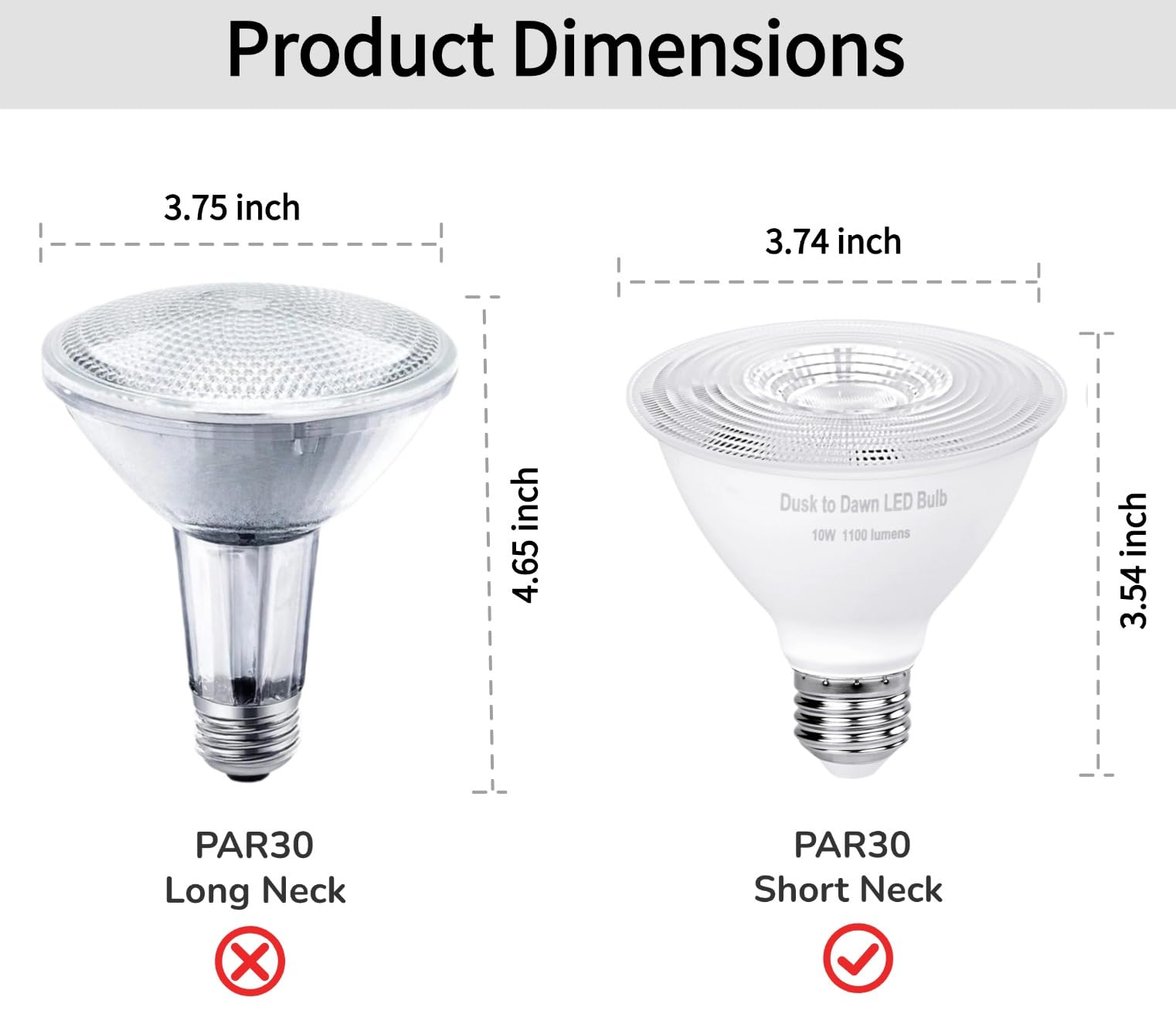 Bmxkpo Par30 Short Neck Outdoor Led Flood Light Bulbs,Dusk To Dawn Light Bulbs 10W, Led Photocell Sensor,1100Lm Equivalent 100W,