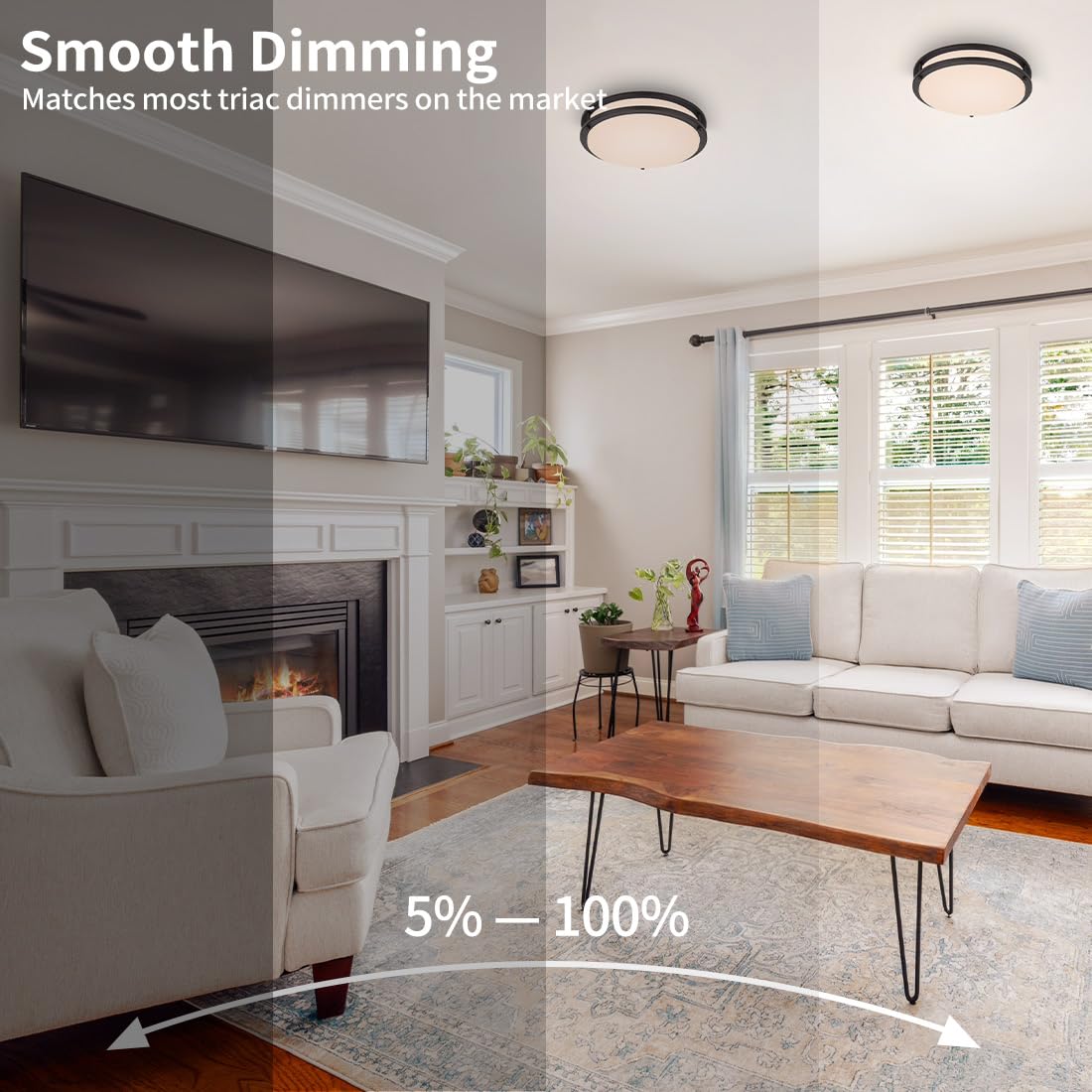 DAKASON LED Flush Mount Ceiling Light Fixture, 20W Dimmable, 13in Oil Rubbed Bronze, Selectable 3000K/4000K/5000K, Model