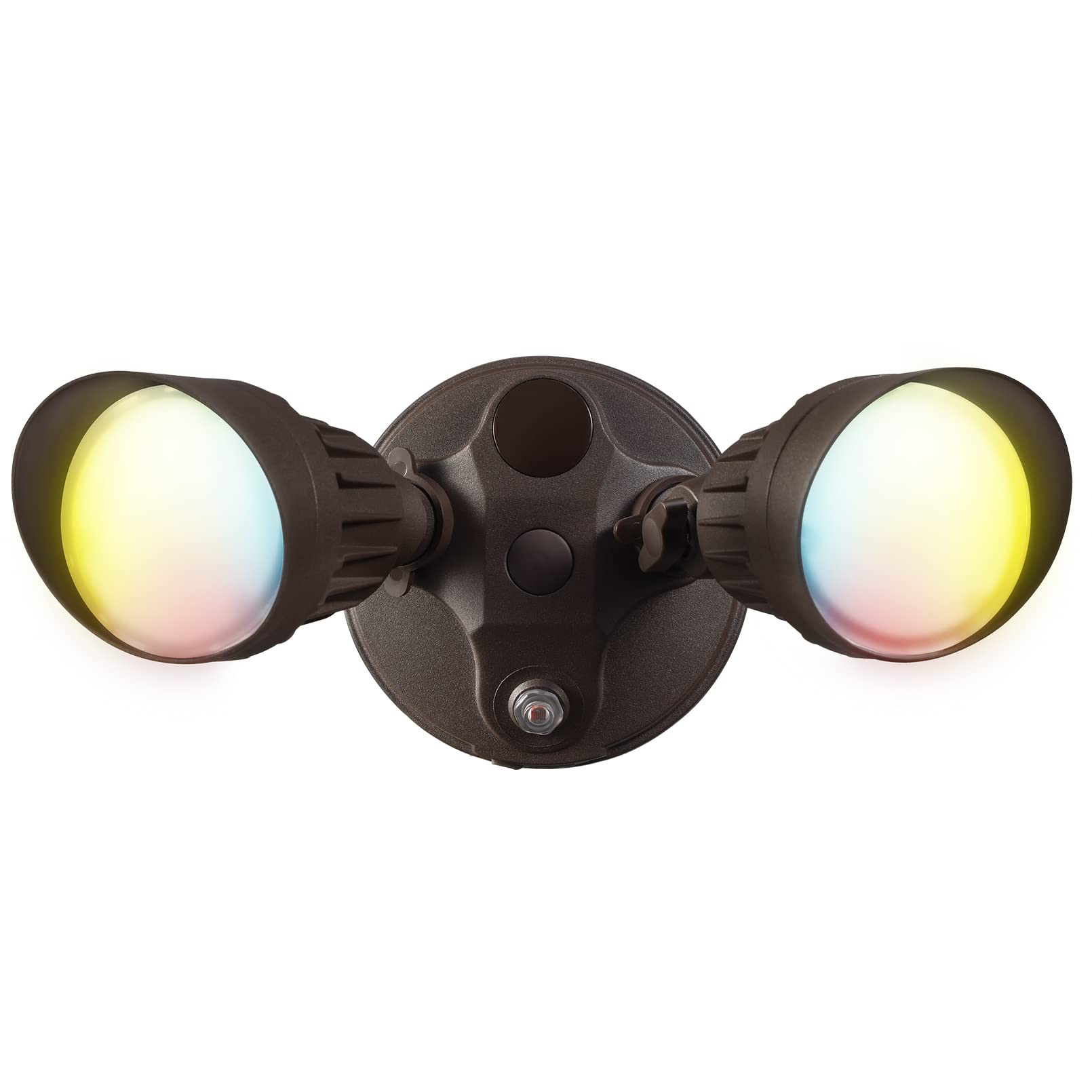 Leonlite 3Cct Dusk To Dawn Led Security Lights, Adjustable Dual-Head Flood Light Outdoor With Photocell, 3000K/4000K/5000K Selectable, 25W(200W Equiv.), Wet Location, Aluminum, Etl Listed, Bronze