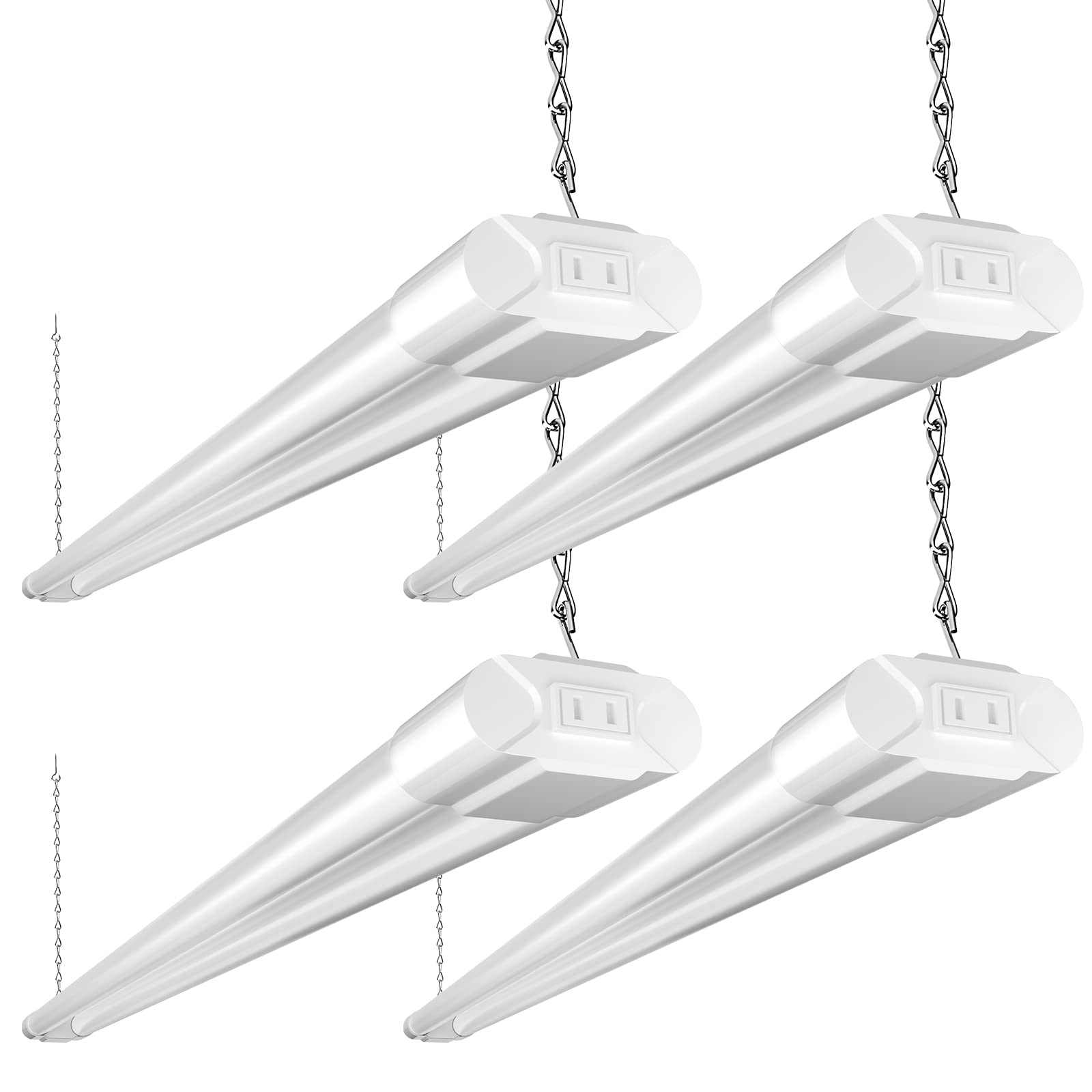 BBOUNDER 4 Pack Linkable LED Utility Shop Light, 4400 LM, Super Bright 6500K Cool Daylight, 4 FT, 48 Inch Integrated Fixture for