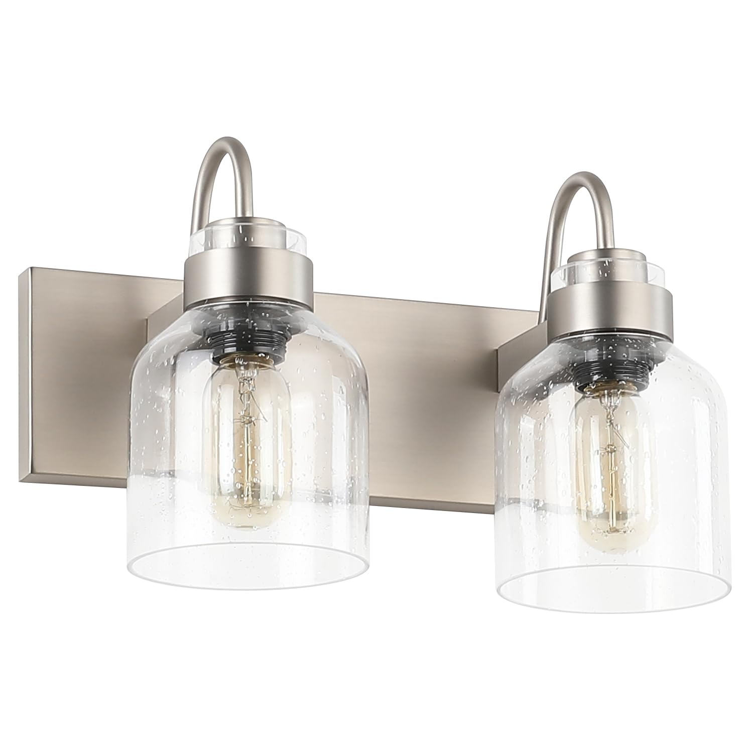 PRESDE 2 Lights Bathroom Vanity Fixtures Over Mirror Brushed Nickel Bathroom Light Fixture with Bubble Glass Globes