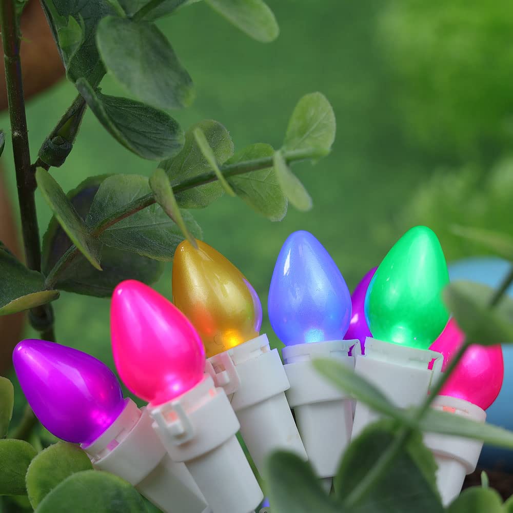 Novrose Easter Lights Led Multi-Color Glass C3 String Lights Plug In, 50 Led 13.5 Ft, 120V, Connectable Indoor Outdoor Easter St