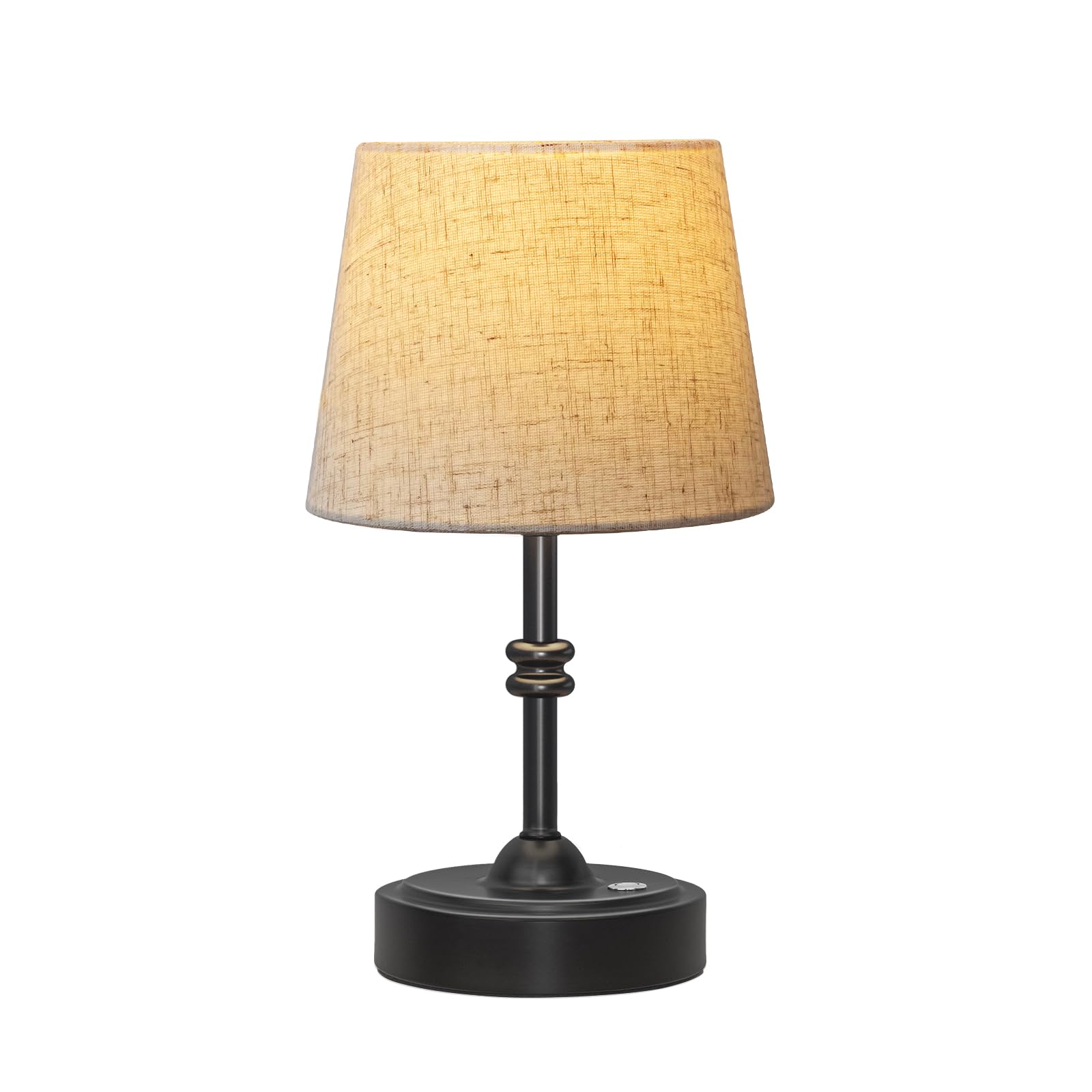 Onewish Small Cordless Lamp, Battery Operated Table Lamp Dimmable, 4000Mah Rechargeable, Touch Bedside Lamp With Beige Linen Sha