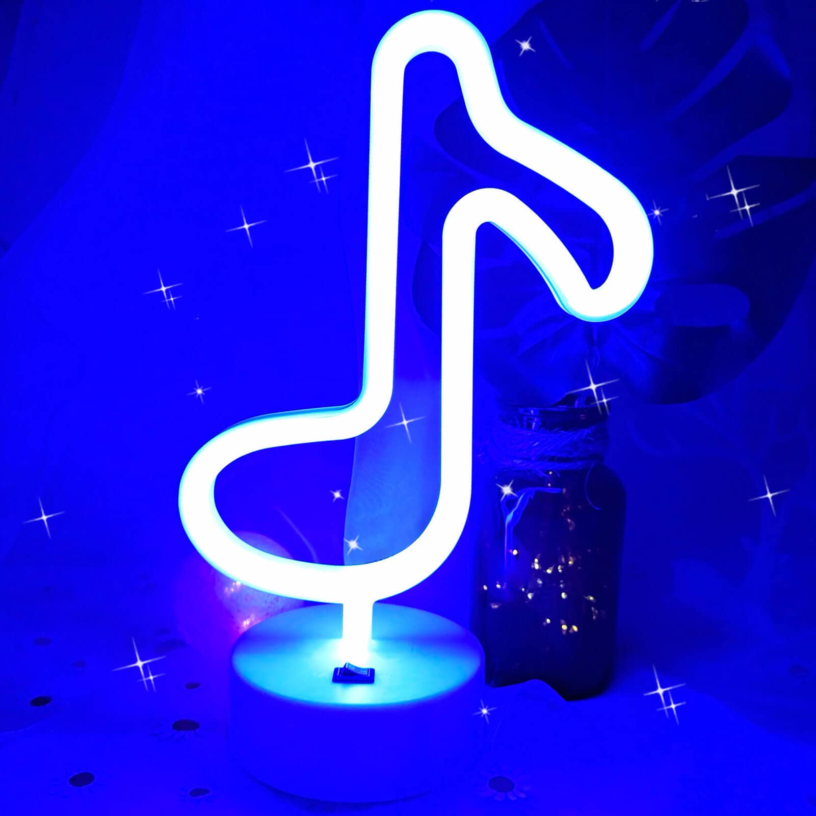 VIFULIN Musical Note Lights LED Light Music Note Neon Light Sign Music Note Lights Music Note Night Light with Stand USB/Battery