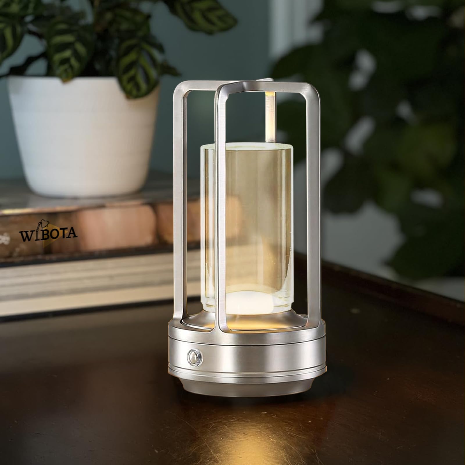 Portable Metal Table Lamp,Rechargeable Cordless LED Lamp for Indoor Outdoor, 3 Colour 4000MA Infinitely Dimming Battery Powered 
