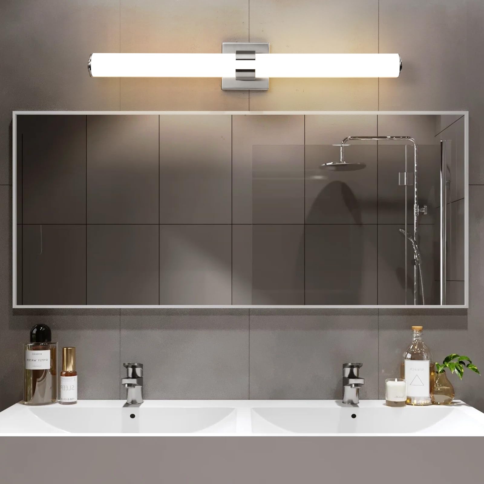 Bathroom Vanity Light Fixtures 31In Brushed Nickel Bathroom Lights Over Mirror, 36W 3000K Dimmable Led Vanity Light Bar Modern Wall Sconce Light For Mirror, Kitchen, Living Room, Gallery, Hallway