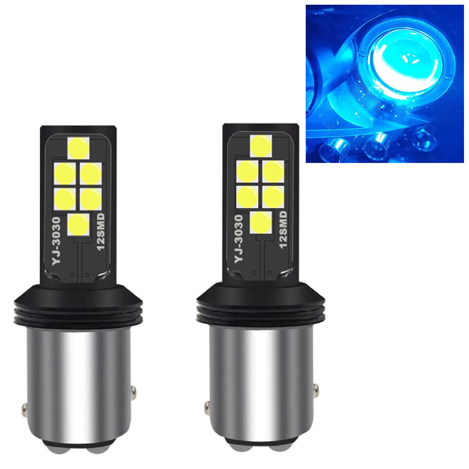 SOCAL-LED LIGHTING 1157 BAY15d Ice Blue LED Turn Signal Bulb, Pack of 2, Plastic, 3030 SMD
