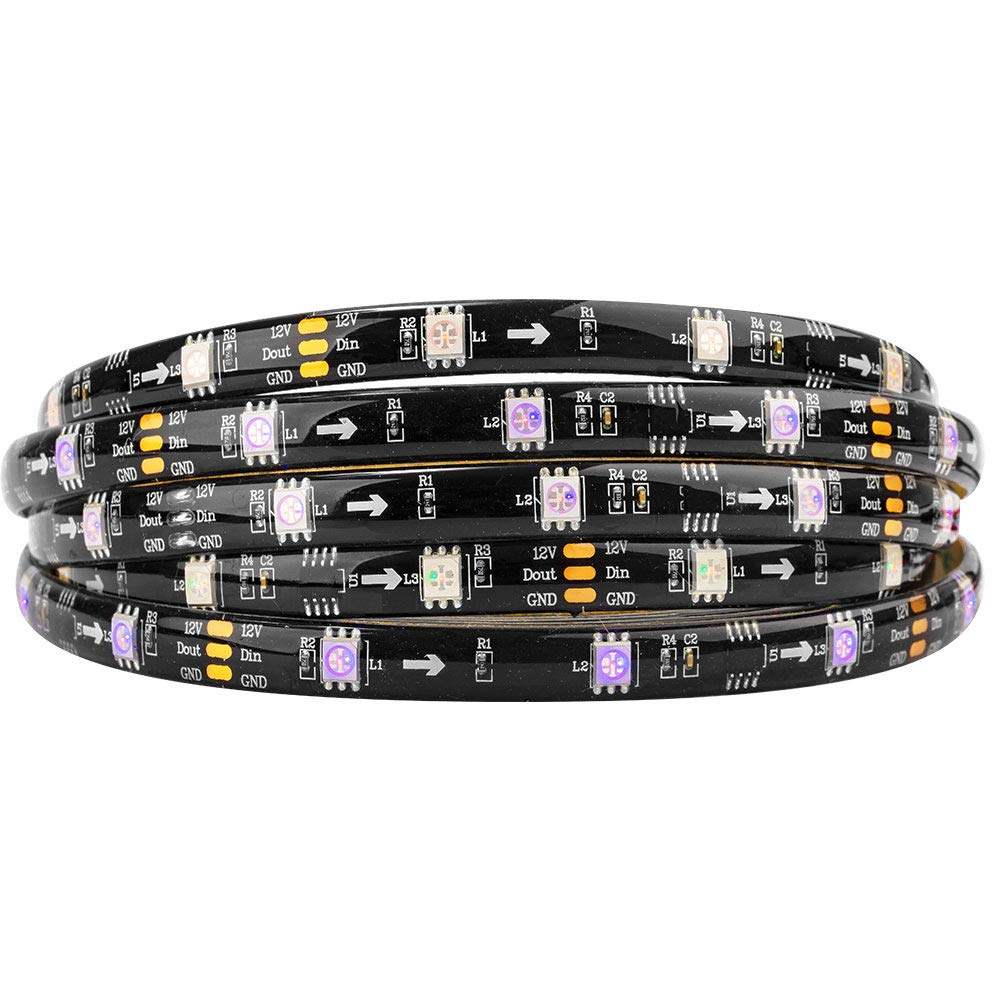 Btf-Lighting Ws2811 Rgb Addressable Led Strip 16.4Ft 30Led/M Ip65 Black Pcb Flexible Dc12V For Indoor Decor