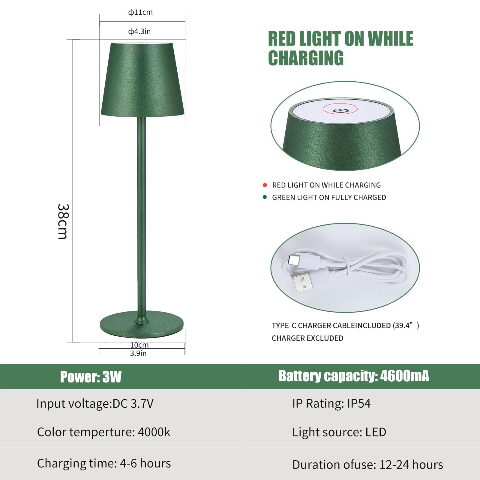 Imqsqik 2Pack Cordless Table Lamps Usb Rechargeable Simplicity Desk Lamp Built-In 4600 Mah Battery Led Battery Operated Lamp Wit