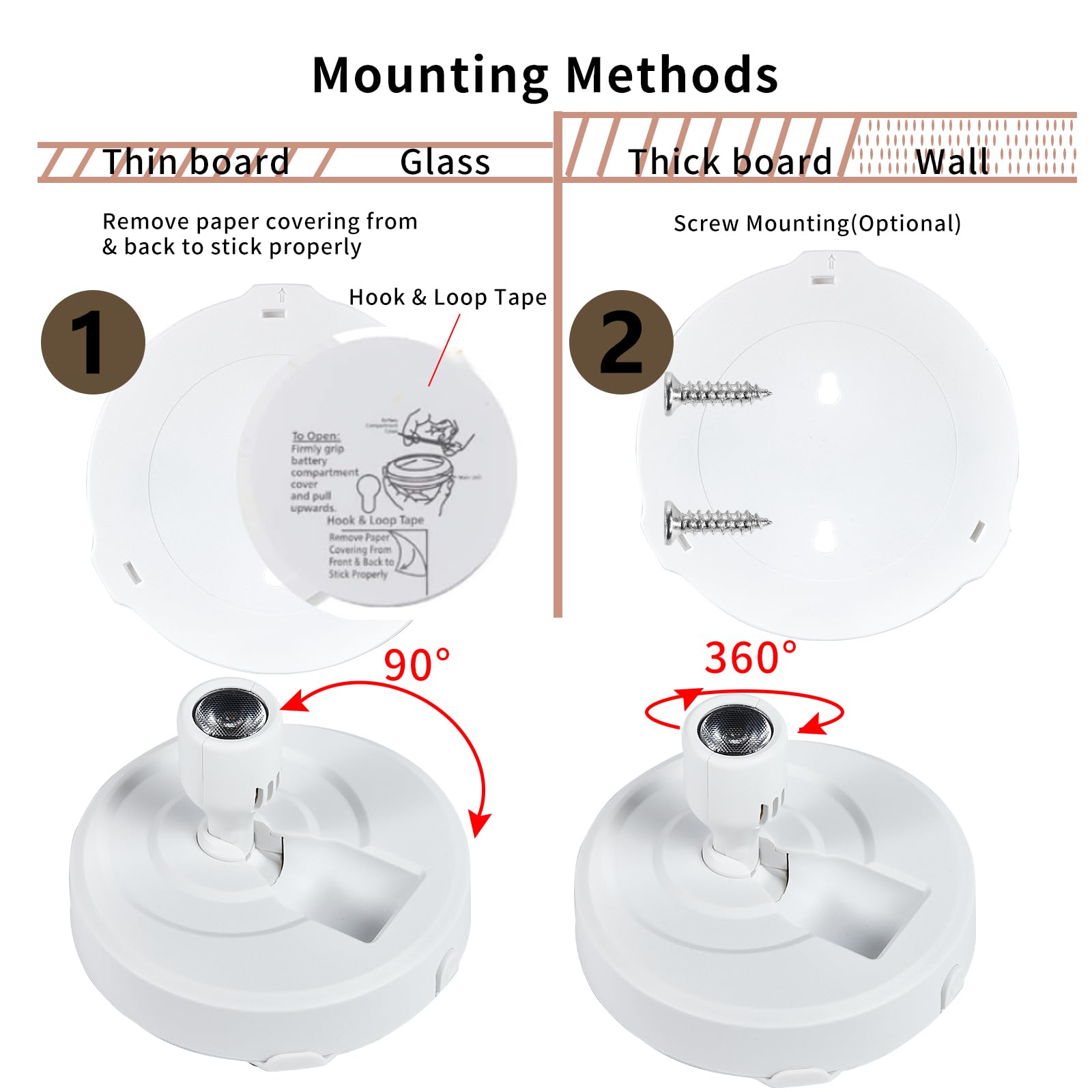 HOFUY Wireless LED Spotlight Puck Lights, Dimmable with Remote, 4-Pack, White, Model Spot-QB-4