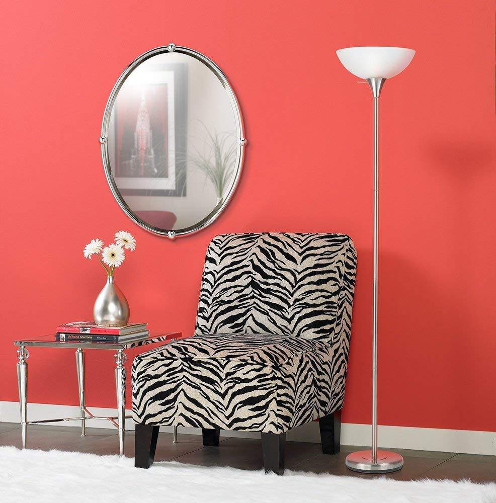 Cal Lighting Torchiere Floor Lamp, Brushed Steel, Metal, Model CALBO-2055